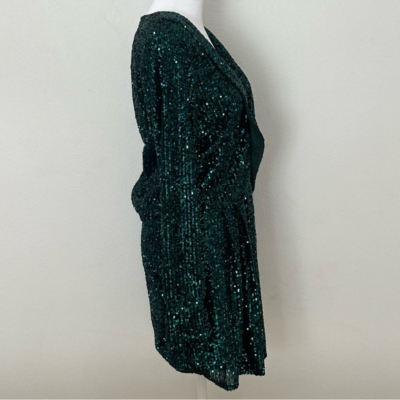 Lioness Make Your Move Mini Dress In Emerald Green Sequin, size Large - Picture 3 of 10